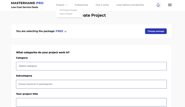 how to publish a project project category