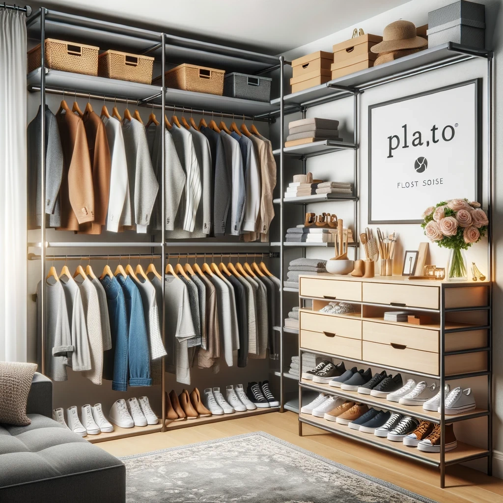 Photo-of-a-modern-well-organized-walk-in-closet-featuring-Platos-Closet-Organizer-The-closet-showcases-neatly-arranged-clothes-shoes-and-accessor