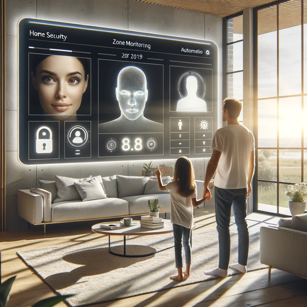 Photo-of-a-high-tech-home-security-touchscreen-interface-being-operated-by-a-Caucasian-family-in-a-sunlit-modern-living-room-The-interface-shows-soph