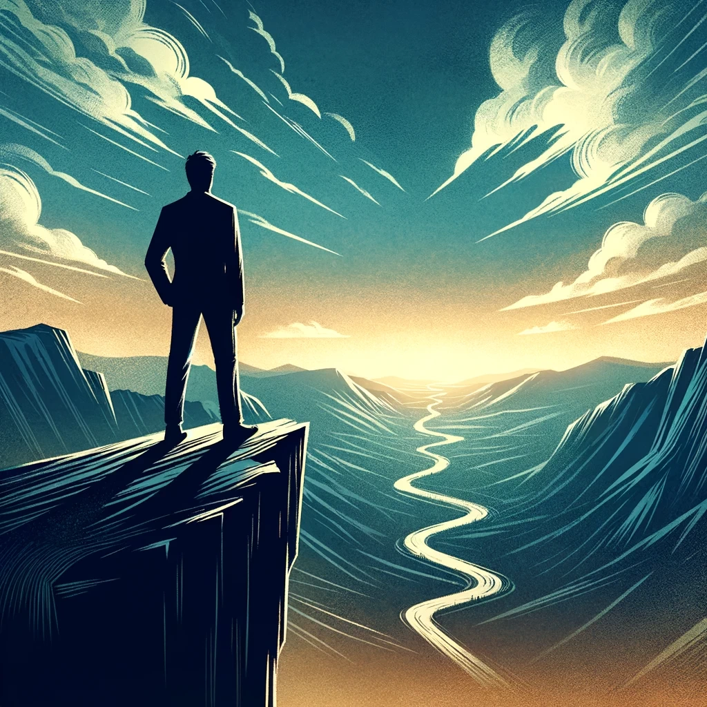 illustration-of-an-entrepreneur-standing-at-the-edge-of-a-cliff-looking-out-over-a-vast-landscape-that-represents-potential-and-uncertainty-the-figures